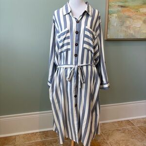 Kings Road Coastal Beach Striped Lightweight Shirt Dress Sz 3X